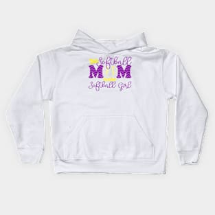 Softball Mom Kids Hoodie